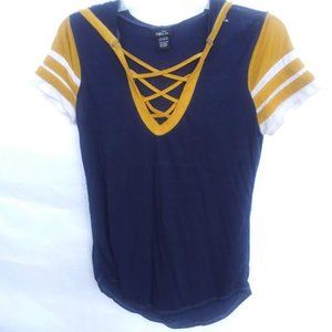 Navy Blue/Yellow Top